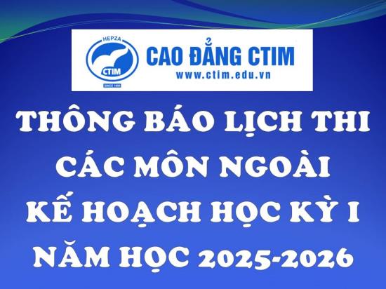 Lịch thi các môn ngoài kế hoạch HK1 năm học 2025-2026
